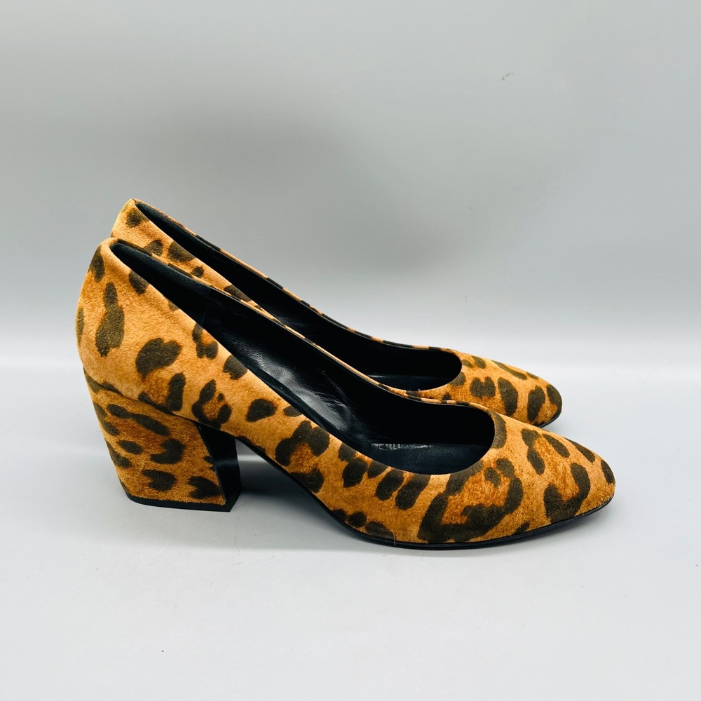 Pierre Hardy Shoes Womens 9 Brown Leopard Print Suede Block Heel Pumps